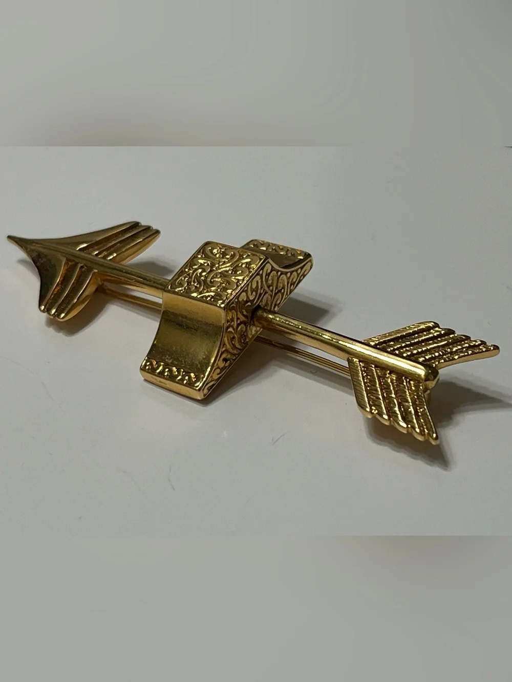 Signed AWR Designer Gold-tone Arrow Tie Bar/Pin